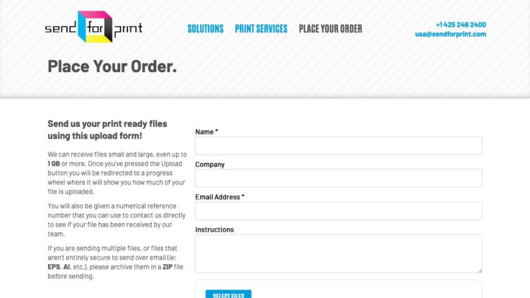 Send For Print | www.sendforprint.com - Place Order Form