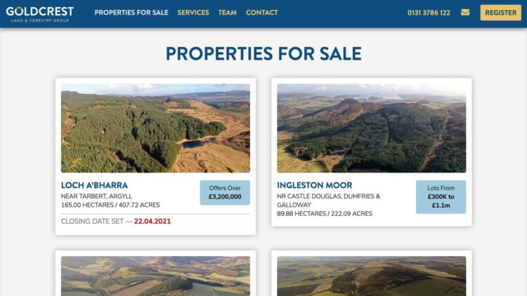Goldcrest Land & Forestry Group | Home Page Property Grid