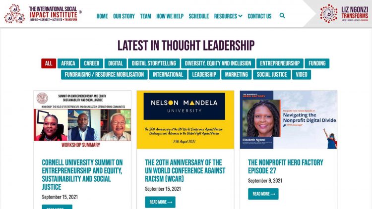 The International Social Impact Institute | Website — "Thought Leadership" article section
