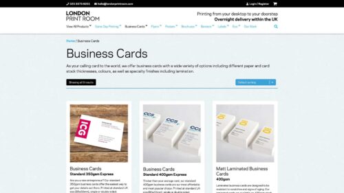 London Print Room | eCommerce website | Screenshot of product grid page