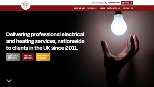 NCCS Group | Website Design | Home page screen with hero masthead