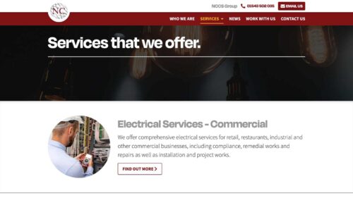NCCS Group | Website Design | Services screen